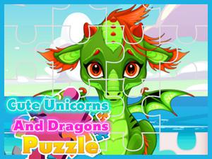 play Cute Unicorns And Dragons Puzzle