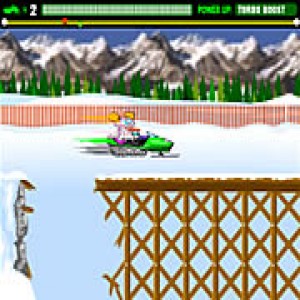 Super snowmobile rally- Retro Cartoon Network snowmobile game