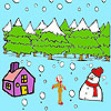 play Cute Girl And Snowman Coloring