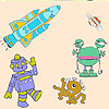 play Three Alien In Space Coloring