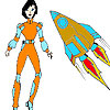 Space Woman And Rocket Coloring