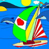 Sail With Dolphins: Yatch Coloring