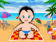 play Cute Baby On The Beach