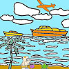 play Deserted Island And Ships Coloring
