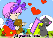 play Girl And Cat Painting