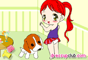 play Puppy And Girl Painting