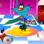 play Oggy And Cockroaches Lunch Defense