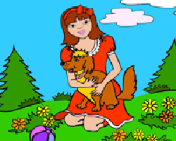 play Girl And Dog Coloring