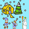 Snow And Children Coloring