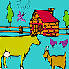 Big Village And Animals Coloring