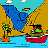 play Big Waterfall And Ship Coloring