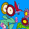 play Sunflowers And Hummingbird Coloring