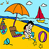 play Little Girl In The Beach Coloring