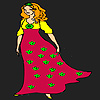 play Girl Wearing Flower Dress Coloring