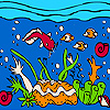 Ocean And Colorful Fishes Coloring