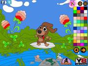 play Surfing Doggie Online Coloring Page