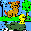 play Alone Dog And Duck Coloring