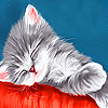 play Gray Sleepy Kitty Slide Puzzle