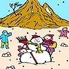 play Snowman And Children On The Mountain Coloring