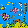 Sea Turtle And Fishes Coloring