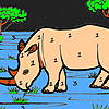 play Big Rhino In The River Coloring