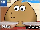 play Pou Washing Dishes