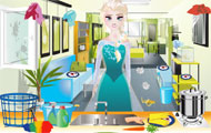 play Elsa House Cleaning