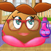 play Pou Girl Washing Clothes