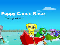 play Canoe Puppies Two-Digit Addition