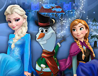 Elsa And Anna Building Olaf