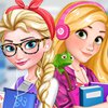 play Elsa And Rapunzel College Girls