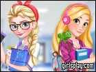 play Elsa And Rapunzel College Girls
