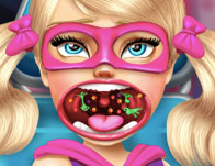 play Super Barbie Sister Throat Doctor