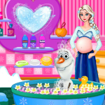 play Pregnant Elsa And Olaf Bubble Bath