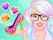 play Barbie Design My Emoji Shoes