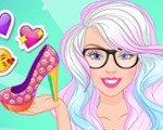 play Barbie Design My Emoji Shoes