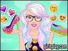 play Barbie Design My Emoji Shoes