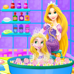 Baby Rapunzel Bath Time