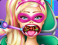 play Super Barbie Throat Doctor