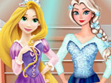 play Elsa And Rapunzel Party Kissing