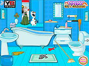 play Elsa Winter Bathroom Cleaning Game