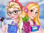 play Elsa And Rapunzel College Girls