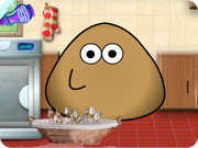 play Pou Washing Dishes