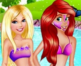 play Barbie And Ariel Pool Party