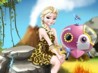 play Elsa Time Travel Prehistoric Age