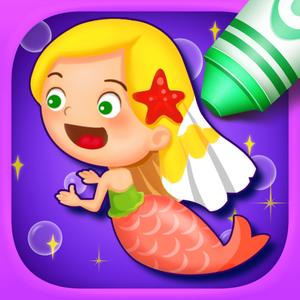 Kids Color Book: Bedtime Stories Little Mermaid Princess - Educational Coloring & Painting Game Design For Kids & Toddle