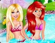 play Barbie And Ariel Pool Party