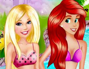 play Barbie And Ariel Pool Party