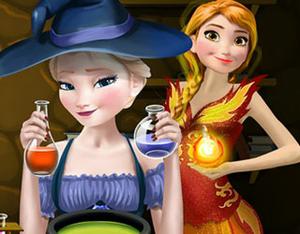 play Elsa And Anna Superpower Potions