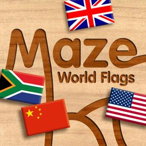 Wood Puzzle Maze World Flags